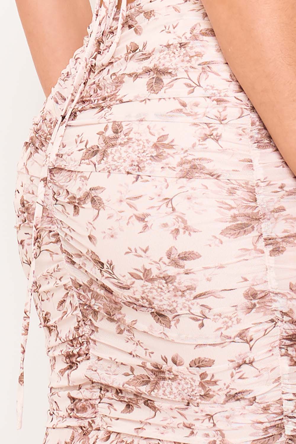 Symphony Dress - Floral Print Pleated Mermaid Maxi Dress | Zezebe