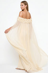 Flower Applique Off The Shoulder Maxi Dress