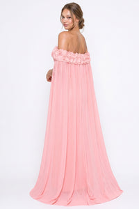 Flower Applique Off The Shoulder Maxi Dress