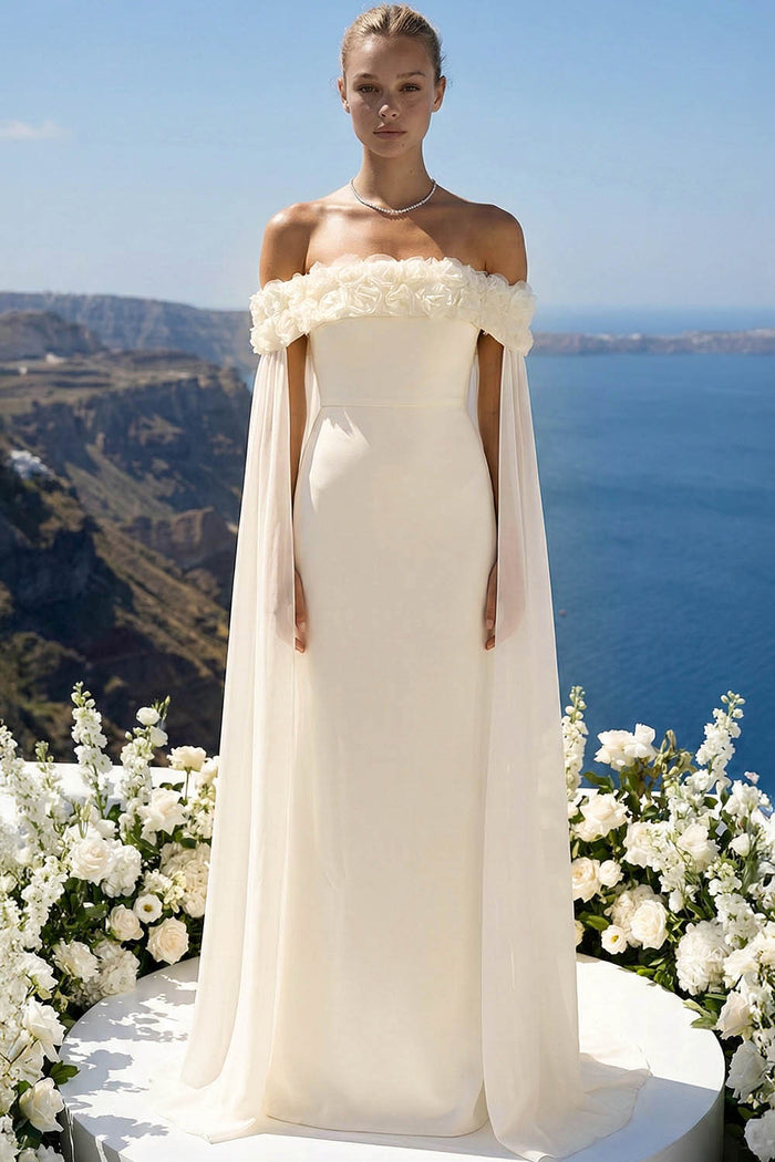 Flower Applique Off The Shoulder Maxi Dress