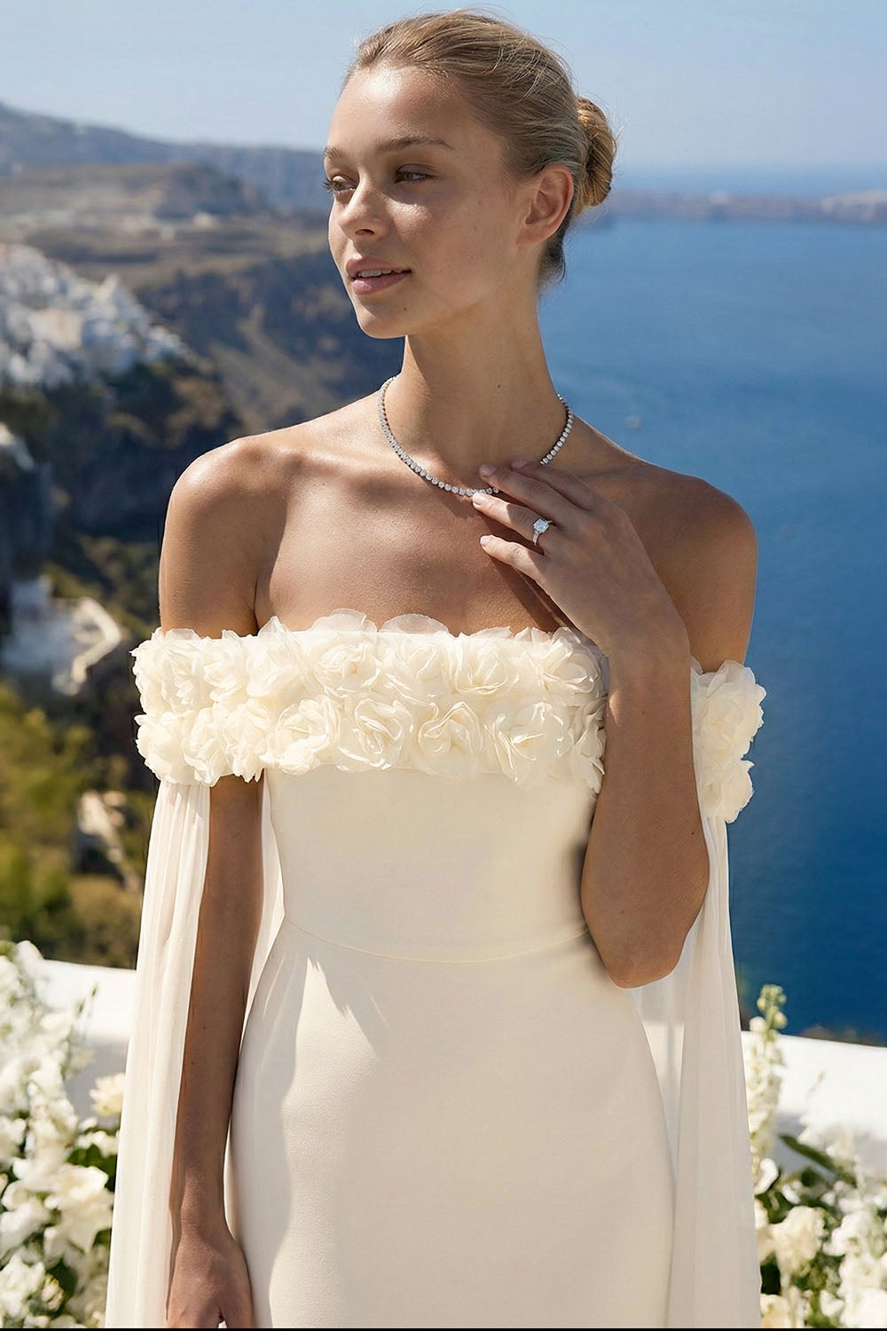Flower Applique Off The Shoulder Maxi Dress
