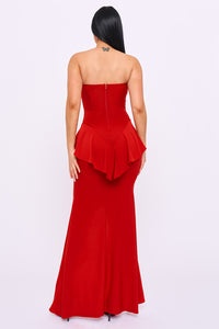 Tube Top Ruffle Detail Mermaid Maxi Dress