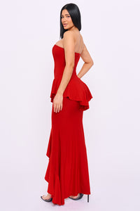Tube Top Ruffle Detail Mermaid Maxi Dress