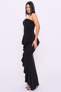 Tube Top Ruffle Detail Mermaid Maxi Dress