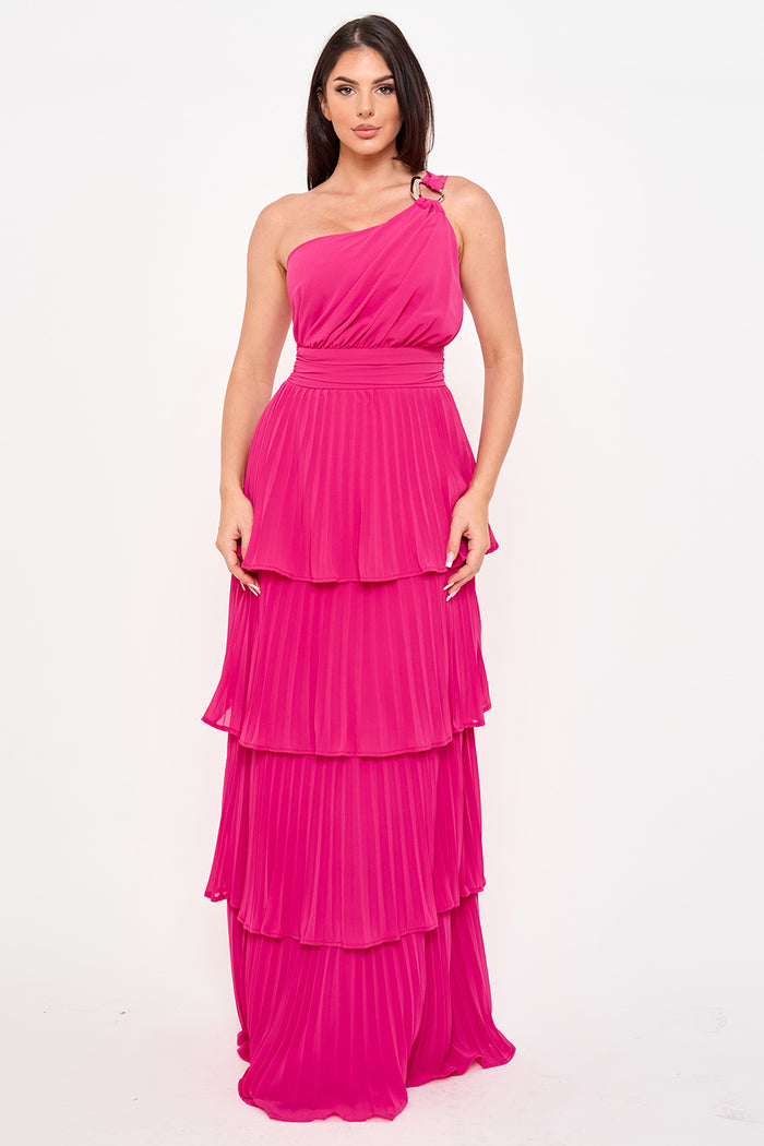 Symphony Dress - Pleated Chiffon Multi Layered Maxi Dress | Zezebe