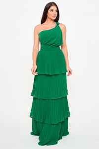 Pleated Chiffon Multi Layered Maxi Dress