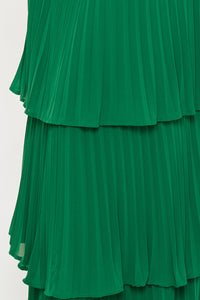 Pleated Chiffon Multi Layered Maxi Dress