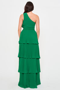 Pleated Chiffon Multi Layered Maxi Dress