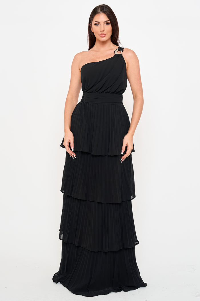Symphony Dress - Pleated Chiffon Multi Layered Maxi Dress | Zezebe