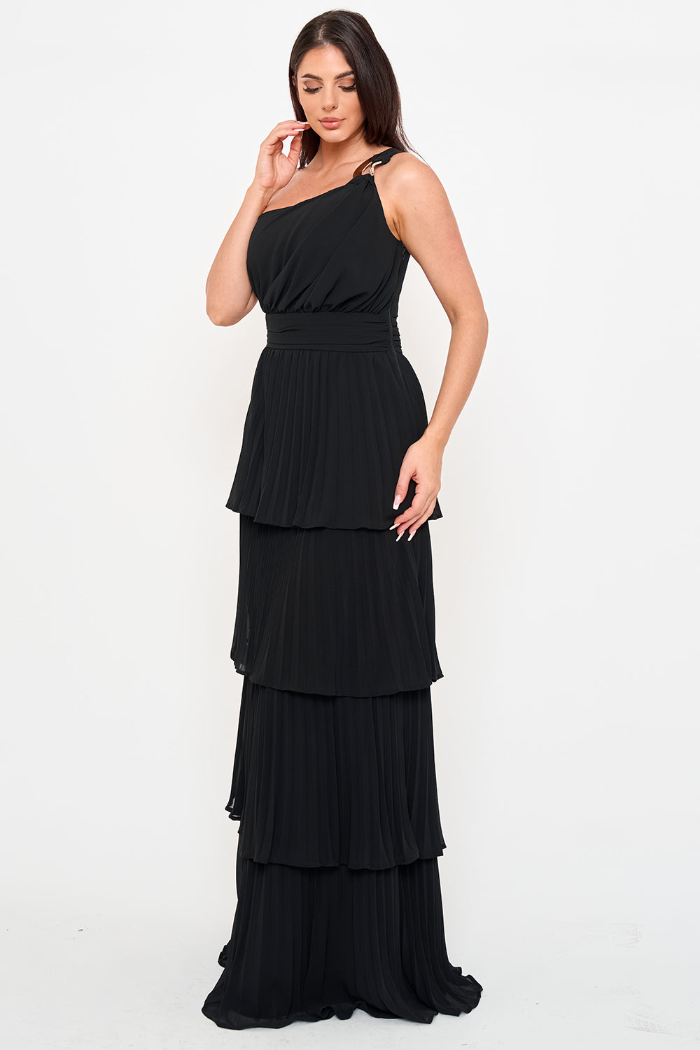 Symphony Dress - Pleated Chiffon Multi Layered Maxi Dress | Zezebe