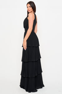 Symphony Dress - Pleated Chiffon Multi Layered Maxi Dress | Zezebe