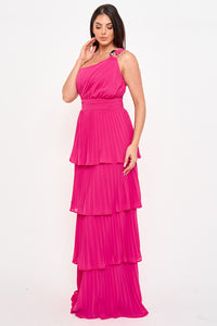 Symphony Dress - Pleated Chiffon Multi Layered Maxi Dress | Zezebe