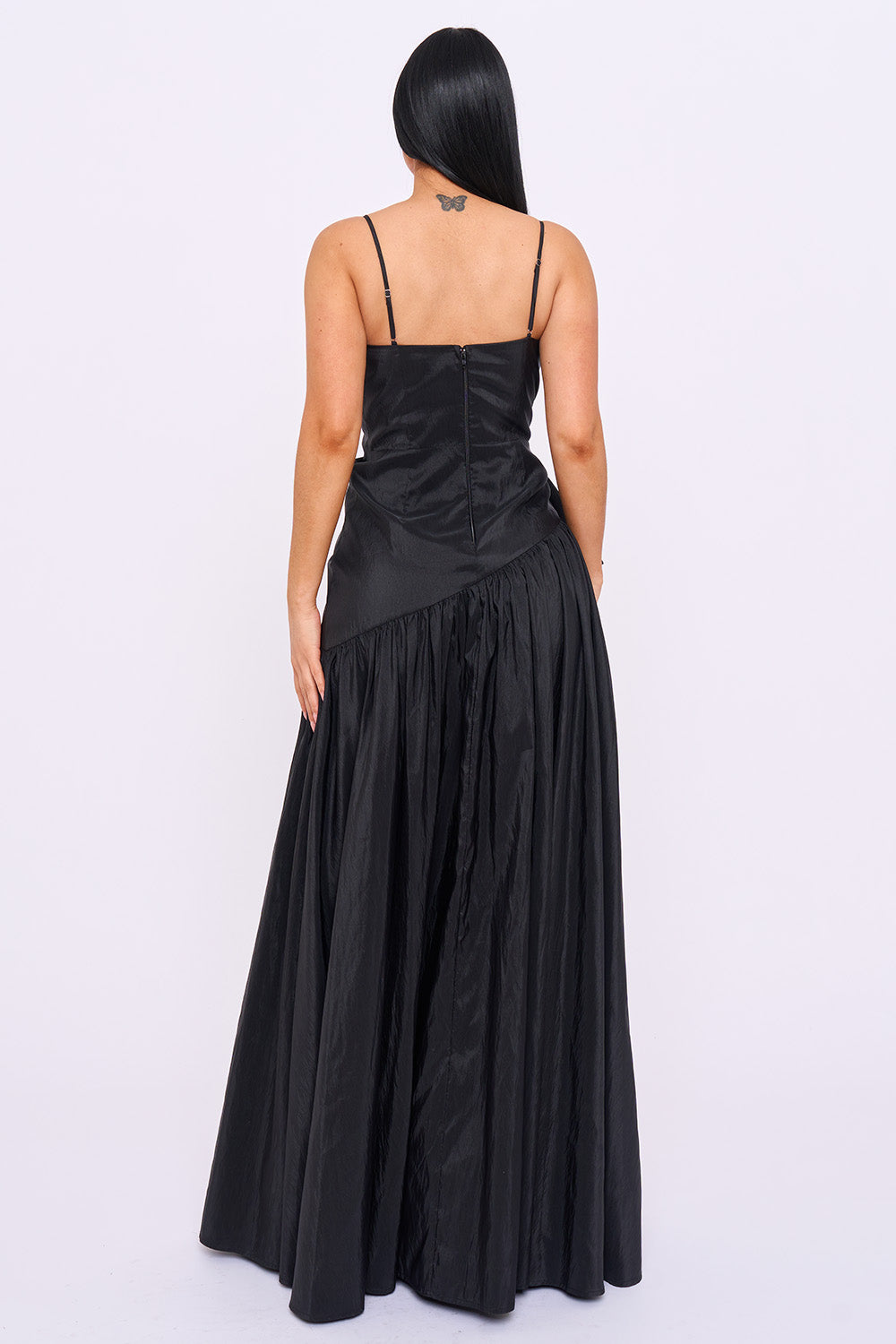 Taffeta Bow On The Waist A Line Maxi Dress