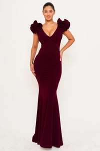 Symphony Dress - Techno Crepe Ruffle Detail Maxi Dress | Zezebe