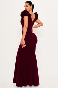 Symphony Dress - Techno Crepe Ruffle Detail Maxi Dress | Zezebe