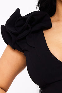 Symphony Dress - Techno Crepe Ruffle Detail Maxi Dress | Zezebe