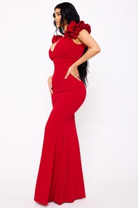 Symphony Dress - Techno Crepe Ruffle Detail Maxi Dress | Zezebe