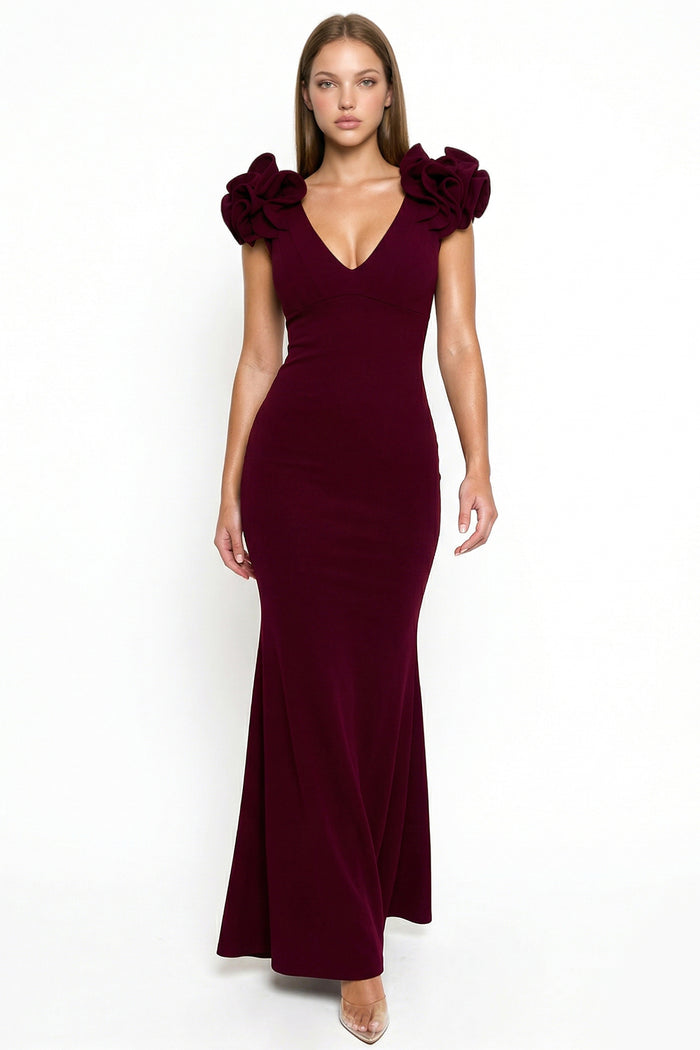 Symphony Dress - Techno Crepe Ruffle Detail Maxi Dress | Zezebe