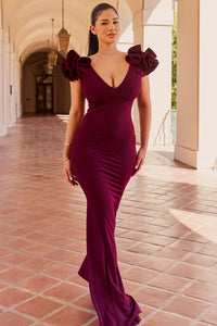 Symphony Dress - Techno Crepe Ruffle Detail Maxi Dress | Zezebe