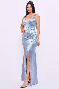 Symphony Dress - Two Way Satin Off The Shoulder Maxi Dress | Zezebe