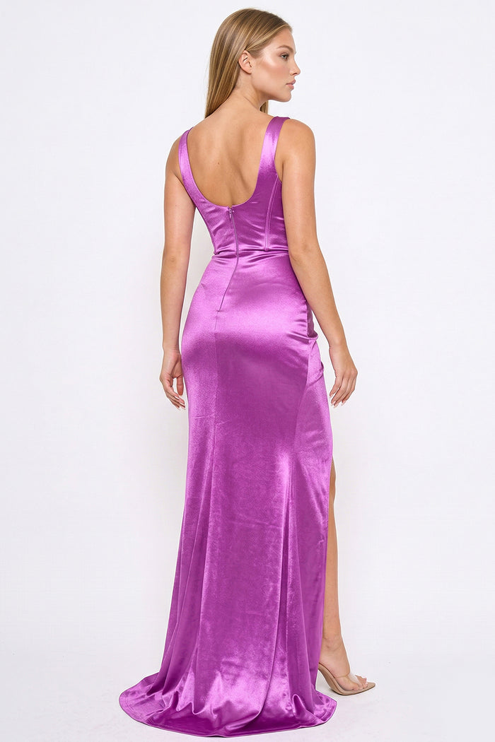 Two Way Satin Off The Shoulder Maxi Dress