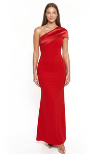 One Shoulder With Satin Bow On The Back Mermaid Like Maxi Dress