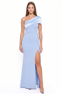 One Shoulder With Satin Bow On The Back Mermaid Like Maxi Dress