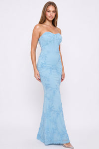 Floral Pattern Soutache Mermaid Maxi Dress