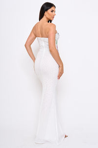 Floral Pattern Rhinestone Mermaid Maxi Dress