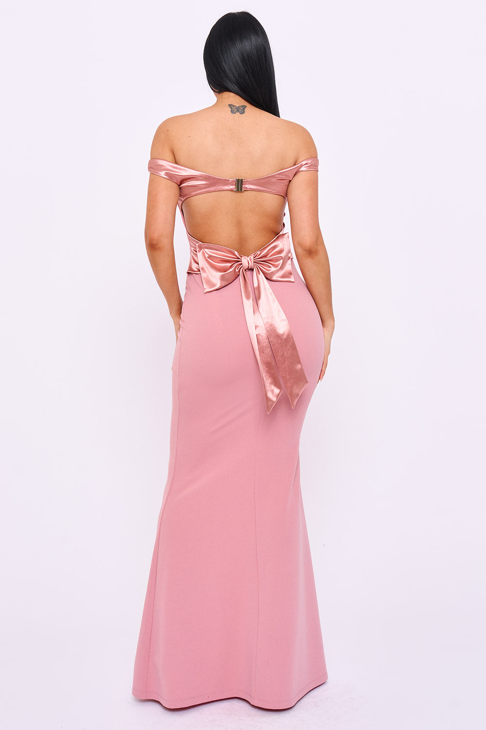 Satin With Contrast Fabric Maxi Dress