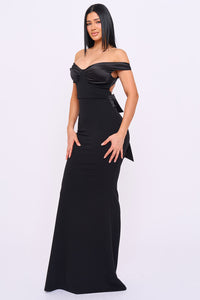 Satin With Contrast Fabric Maxi Dress