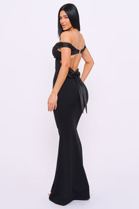 Satin With Contrast Fabric Maxi Dress
