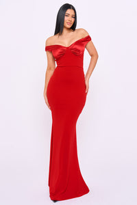 Satin With Contrast Fabric Maxi Dress