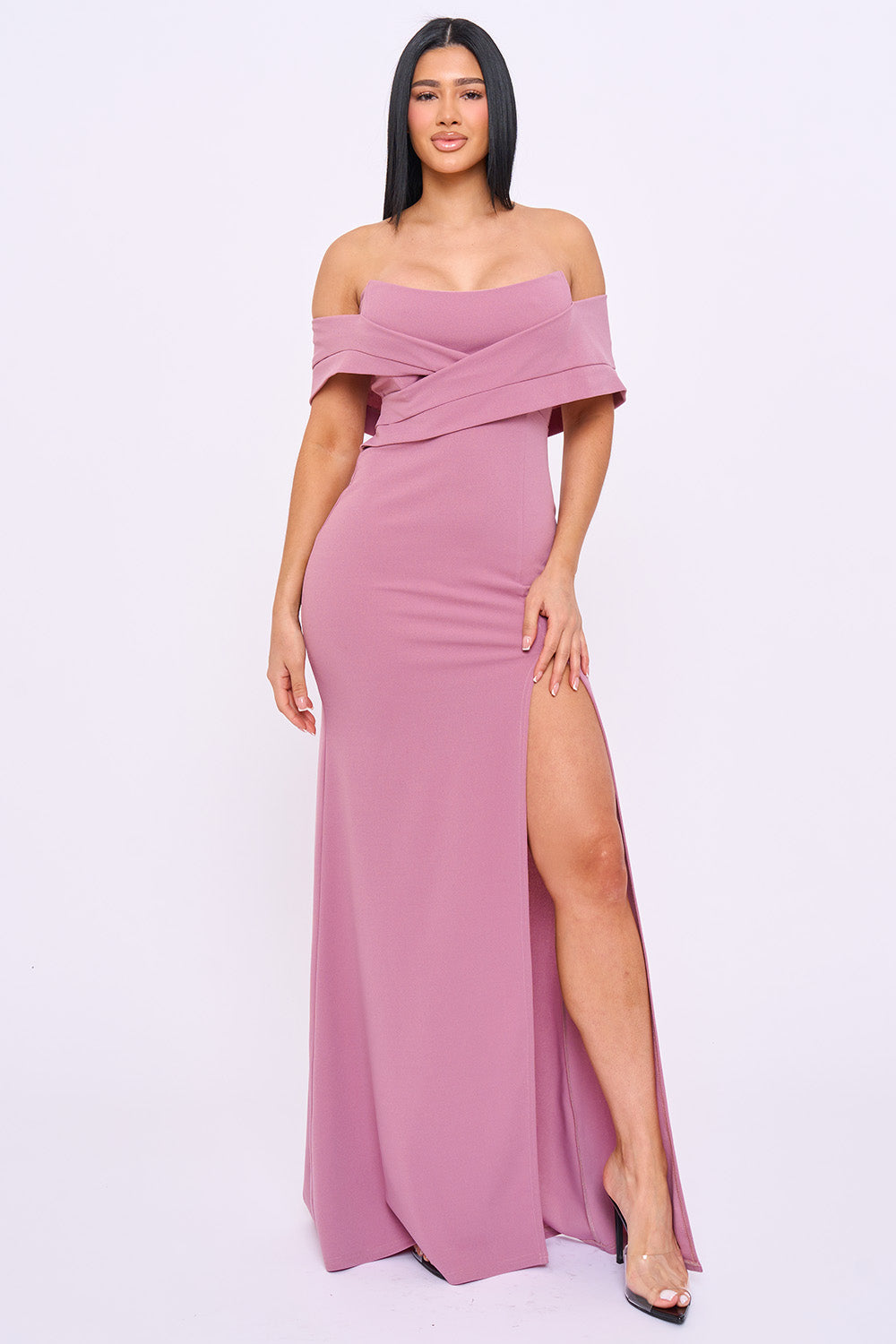 Off Shoulder Crossover Maxi Dress
