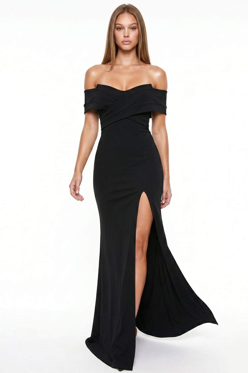 Off Shoulder Crossover Maxi Dress