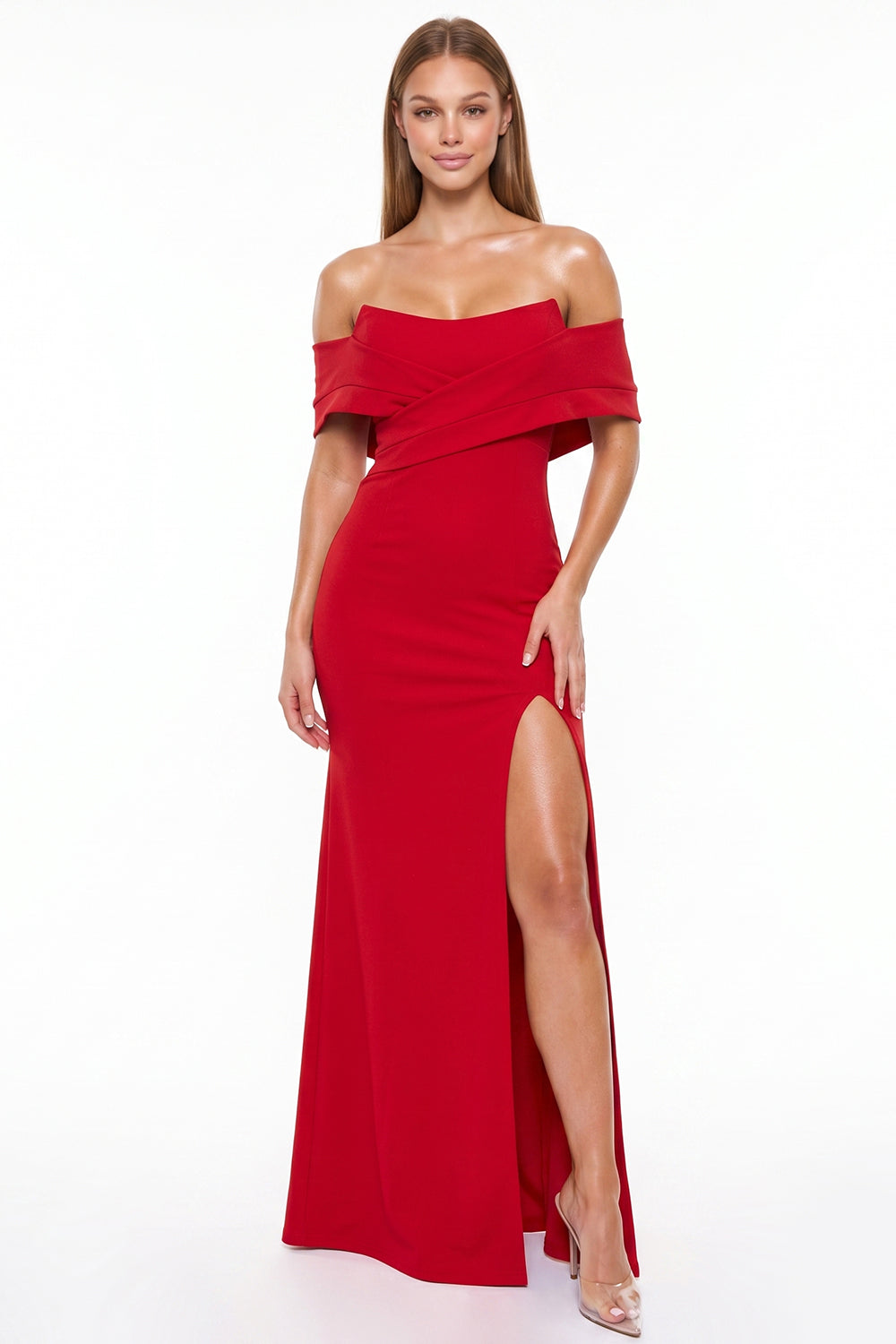 Off Shoulder Crossover Maxi Dress