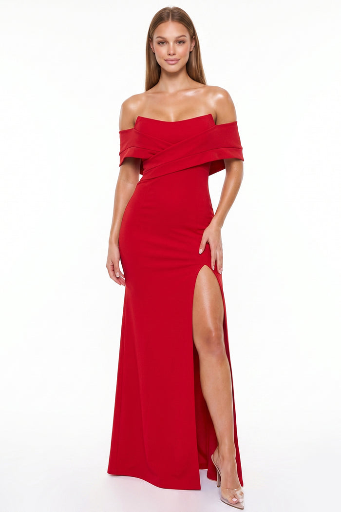 Off Shoulder Crossover Maxi Dress