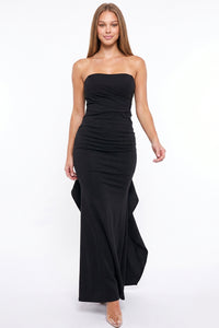 Strapless Ruffle Detail Maxi Dress