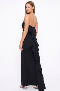 Strapless Ruffle Detail Maxi Dress