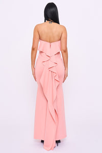 Strapless Ruffle Detail Maxi Dress
