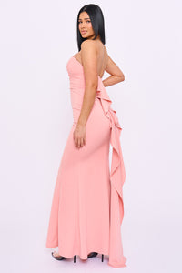 Strapless Ruffle Detail Maxi Dress