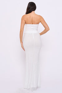 Wave Neckline Rhinestone Skirt Maxi Dress