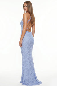 Floral Pattern Rhinestone Maxi Dress