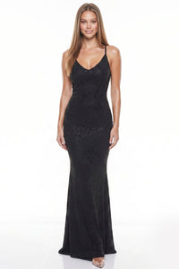 Floral Pattern Rhinestone Maxi Dress