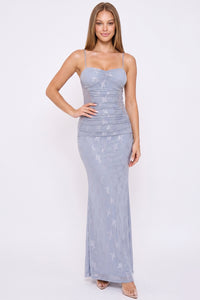 Crochet Halter Top With Printed Maxi Dress