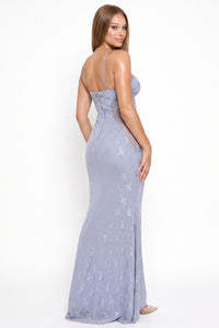 Crochet Halter Top With Printed Maxi Dress