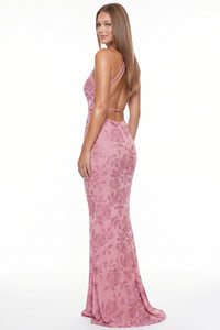 Floral Pattern Rhinestone Maxi Dress