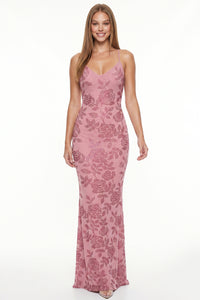 Floral Pattern Rhinestone Maxi Dress