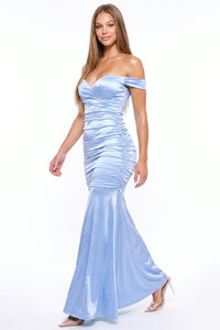 Off Shoulder Satin Mermaid Maxi Dress
