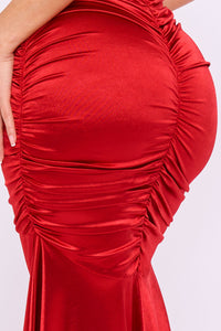 Off Shoulder Satin Mermaid Maxi Dress